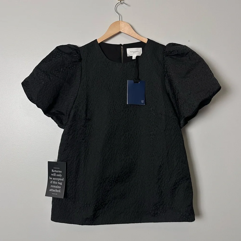 POMANDER PLACE Black Jacquard Lyla Blouse